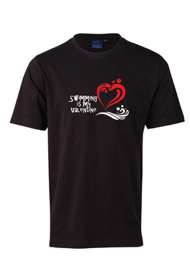 SWIMMING IS MY VALENTINE TEE -UNISEX BLACK