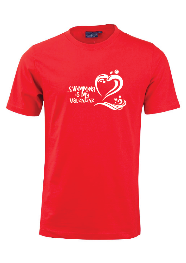 SWIMMING IS MY VALENTINE TEE -UNISEX RED