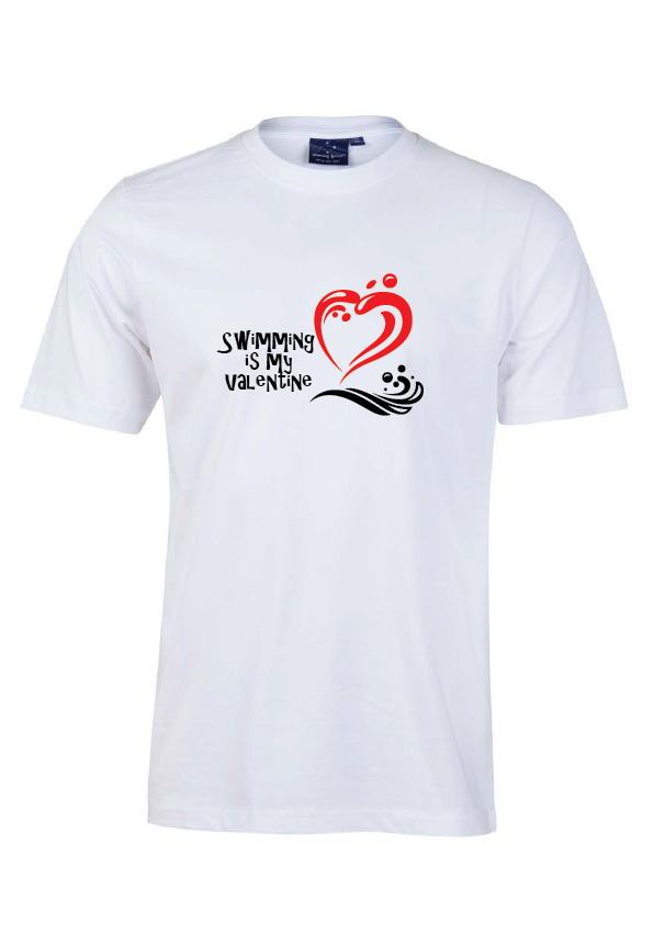 SWIMMING IS MY VALENTINE TEE -UNISEX WHITE