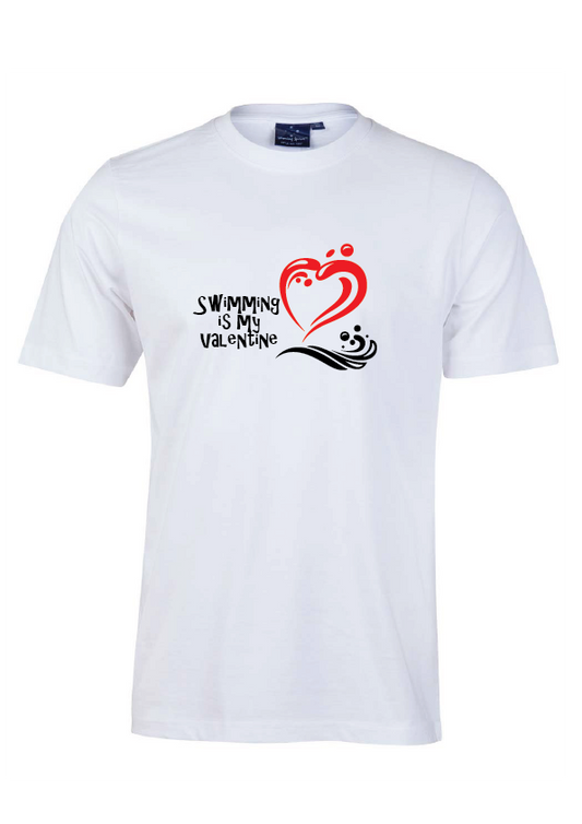 SWIMMING IS MY VALENTINE TEE -UNISEX WHITE