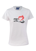 SWIMMING IS MY VALENTINE SHORT SLEEVE TEE - Women's sizing - WHITE