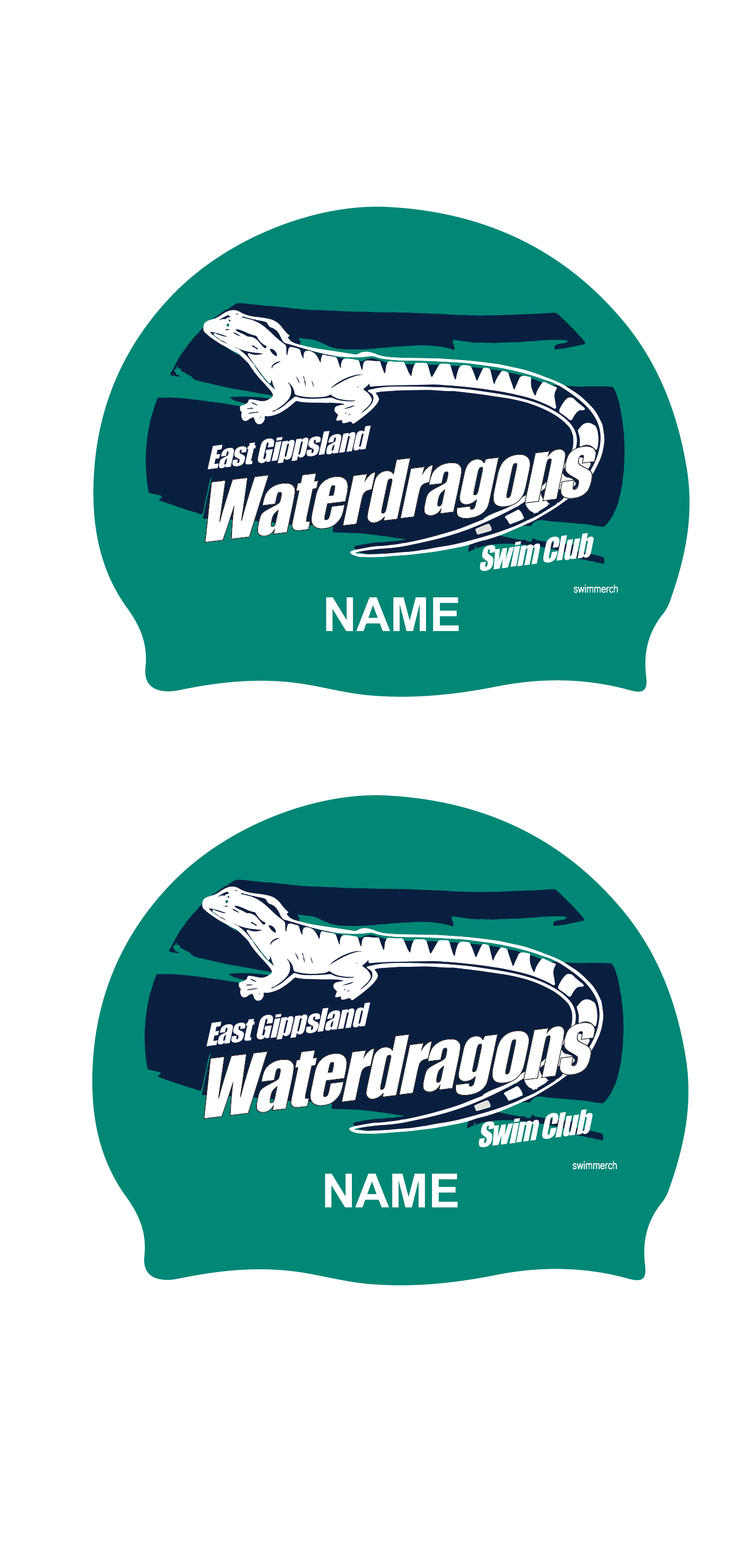 EAST GIPPSLAND WATERDRAGONS SWIM CLUB SWIM CAP - PERSONALISED ( ORDERS CLOSE 21ST NOV ) - 2 CAPS FOR $40