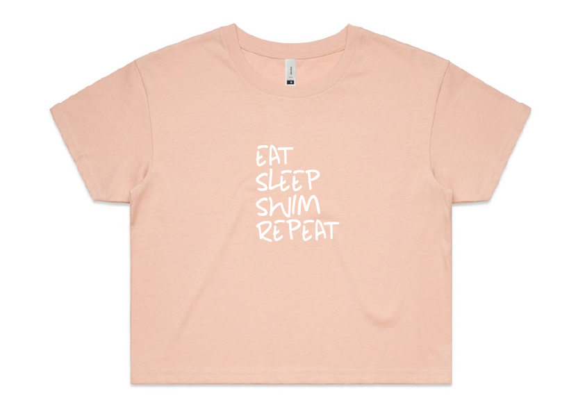 Sleepwear Crop Tee - "Eat Sleep Swim Repeat"