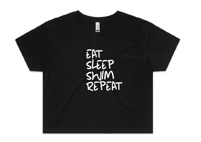 Sleepwear Crop Tee - "Eat Sleep Swim Repeat"
