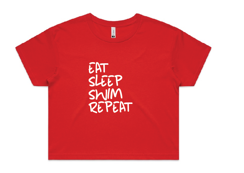 Sleepwear Crop Tee - "Eat Sleep Swim Repeat"