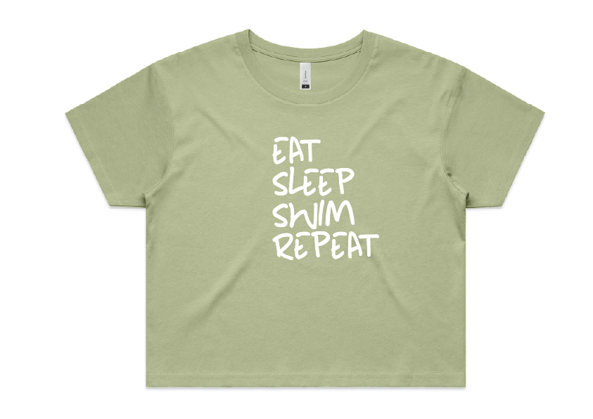 Sleepwear Crop Tee - "Eat Sleep Swim Repeat"