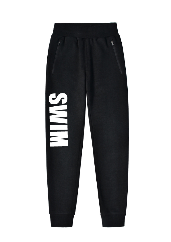 SWIM Fleece Trackpant - Black with white print