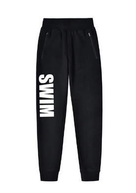 SWIM Fleece Trackpant - Black with white print