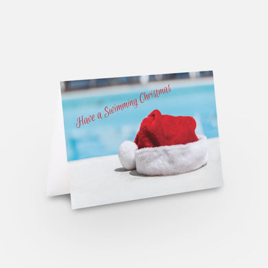 Card - Santa Hat poolside